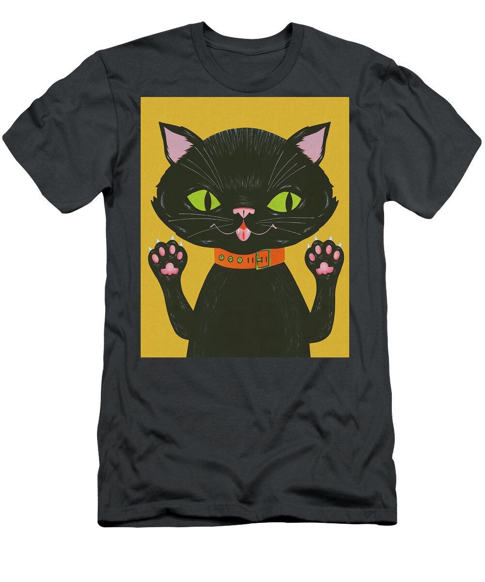 Animal T-Shirt featuring the drawing Black Cat #17 by CSA Images
