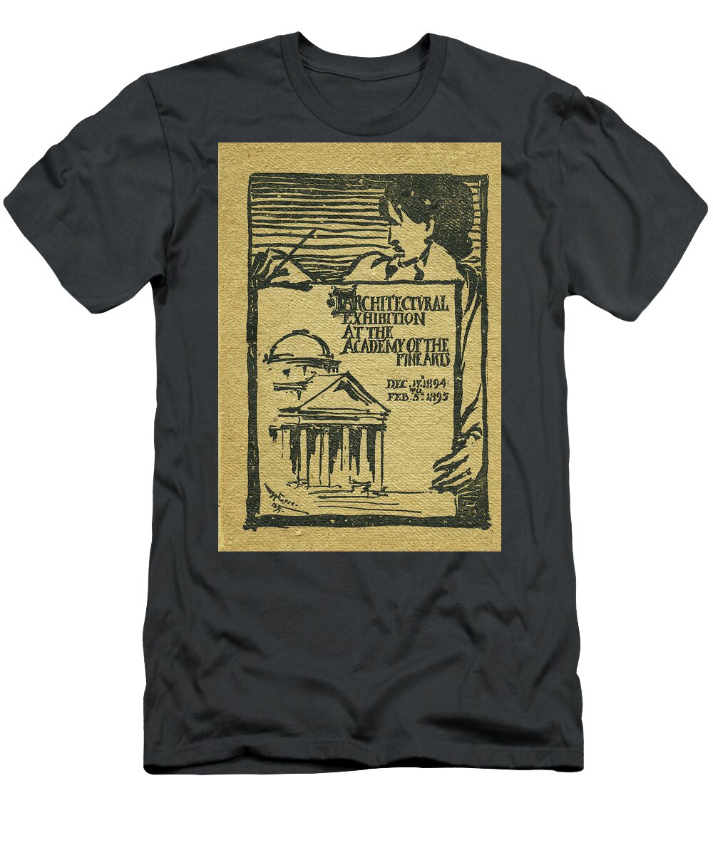 Pennsylvania Academy Of The Fine Arts T-Shirt featuring the mixed media 1894-95 Catalogue of the Architectural Exhibition at the Pennsylvania Academy of the Fine Arts by Wilson Eyre Jr