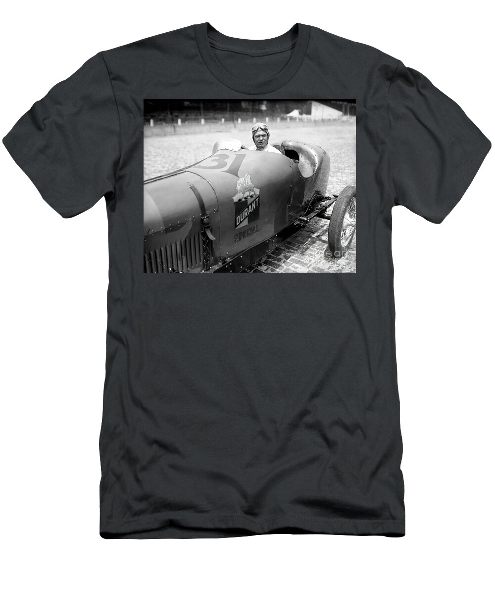 Vintage T-Shirt featuring the photograph 1920s Durant Special With Driver At Indy 500 by Retrographs
