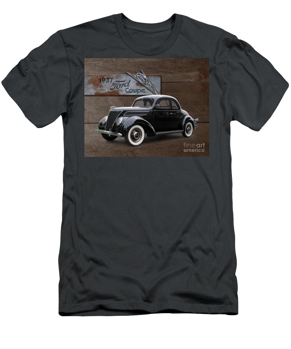 1937 T-Shirt featuring the photograph 1937 Ford Coupe on Barnwood by Ron Long