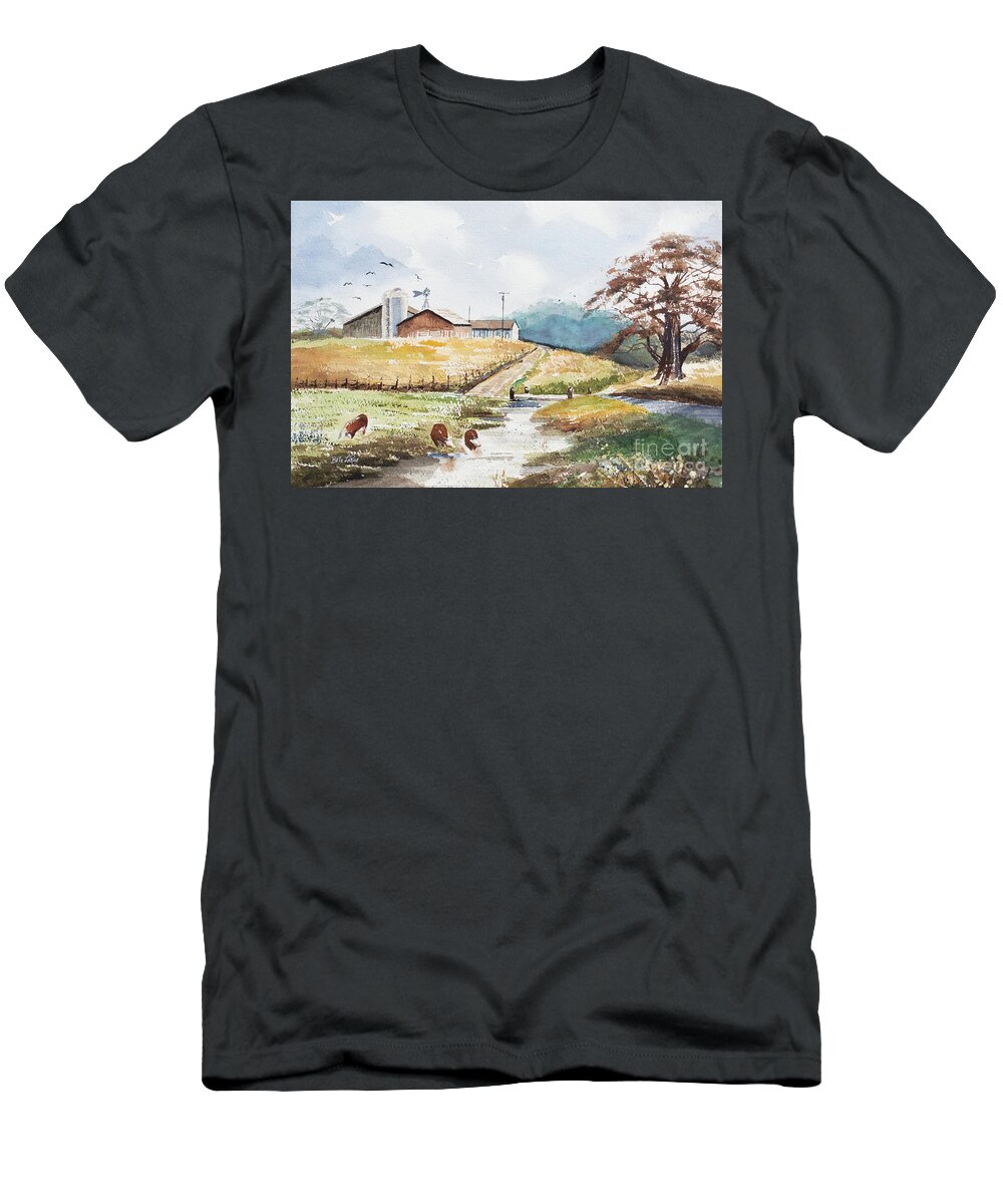 Watercolor T-Shirt featuring the painting Grazing #2 by Betty LaRue