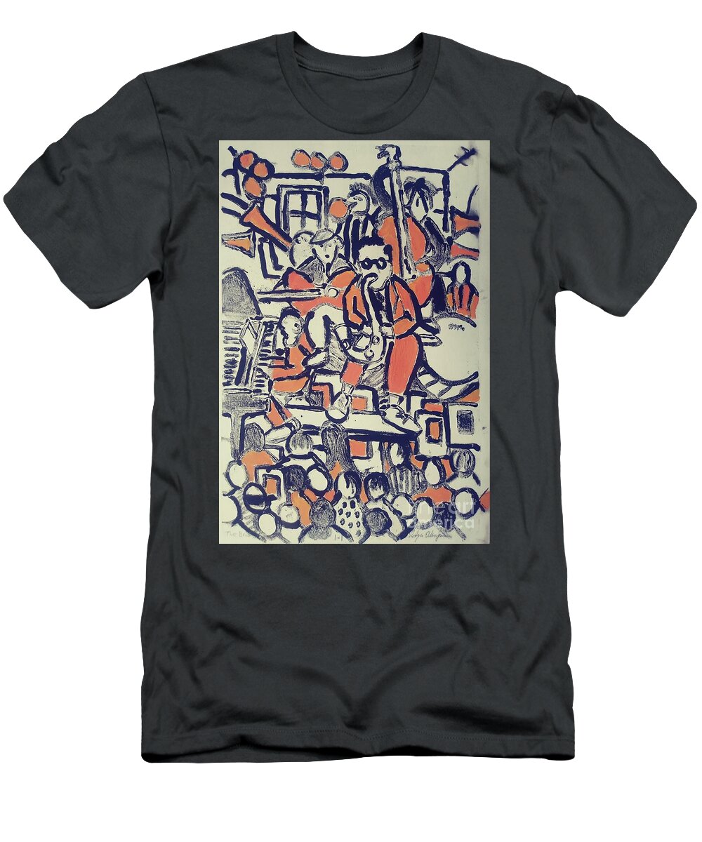 Mono Print T-Shirt featuring the painting Jazz Band #2 by Rodger Ellingson