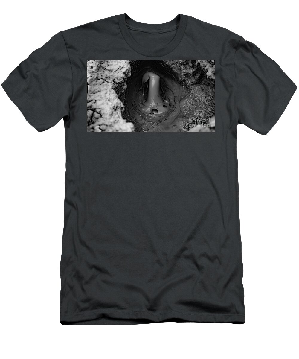 Black And White Photography T-Shirt featuring the photograph Mud Bubble #4 by Mark Jackson