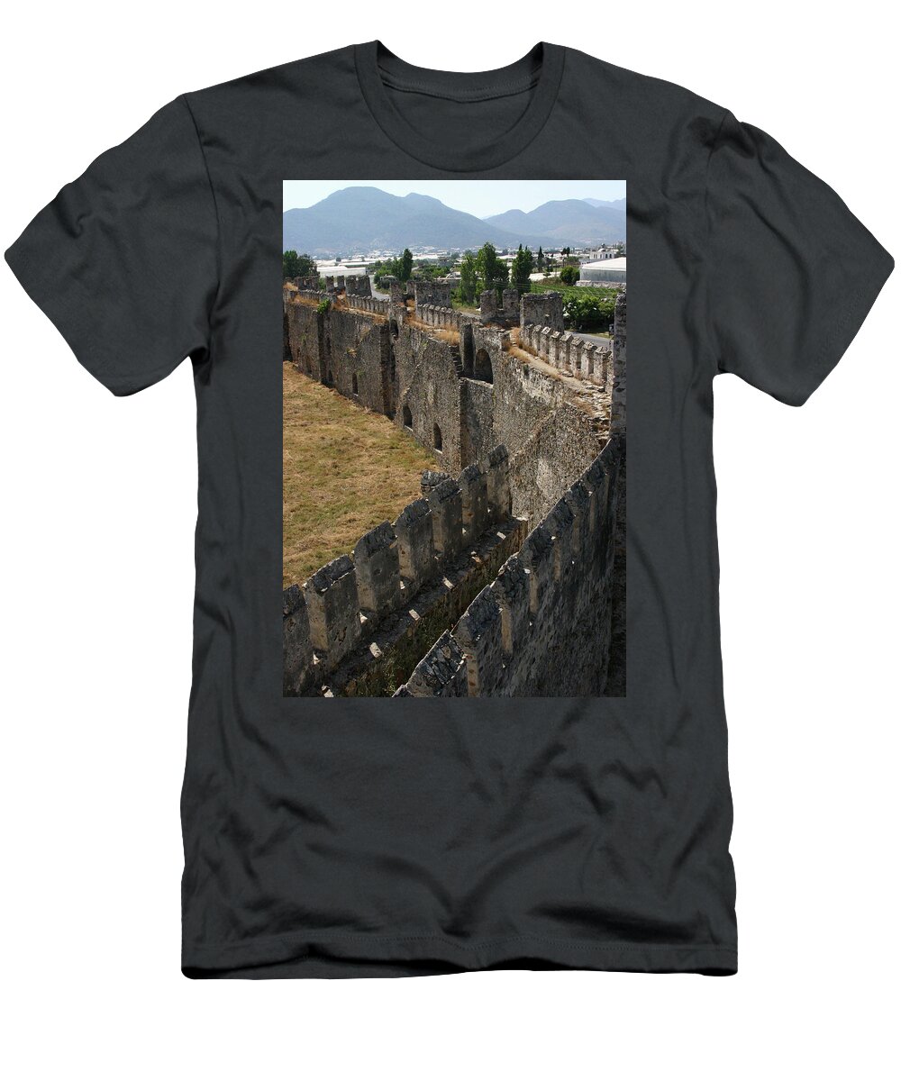Turkey T-Shirt featuring the photograph Mumure Castle -	crenellations #2 by Steve Estvanik