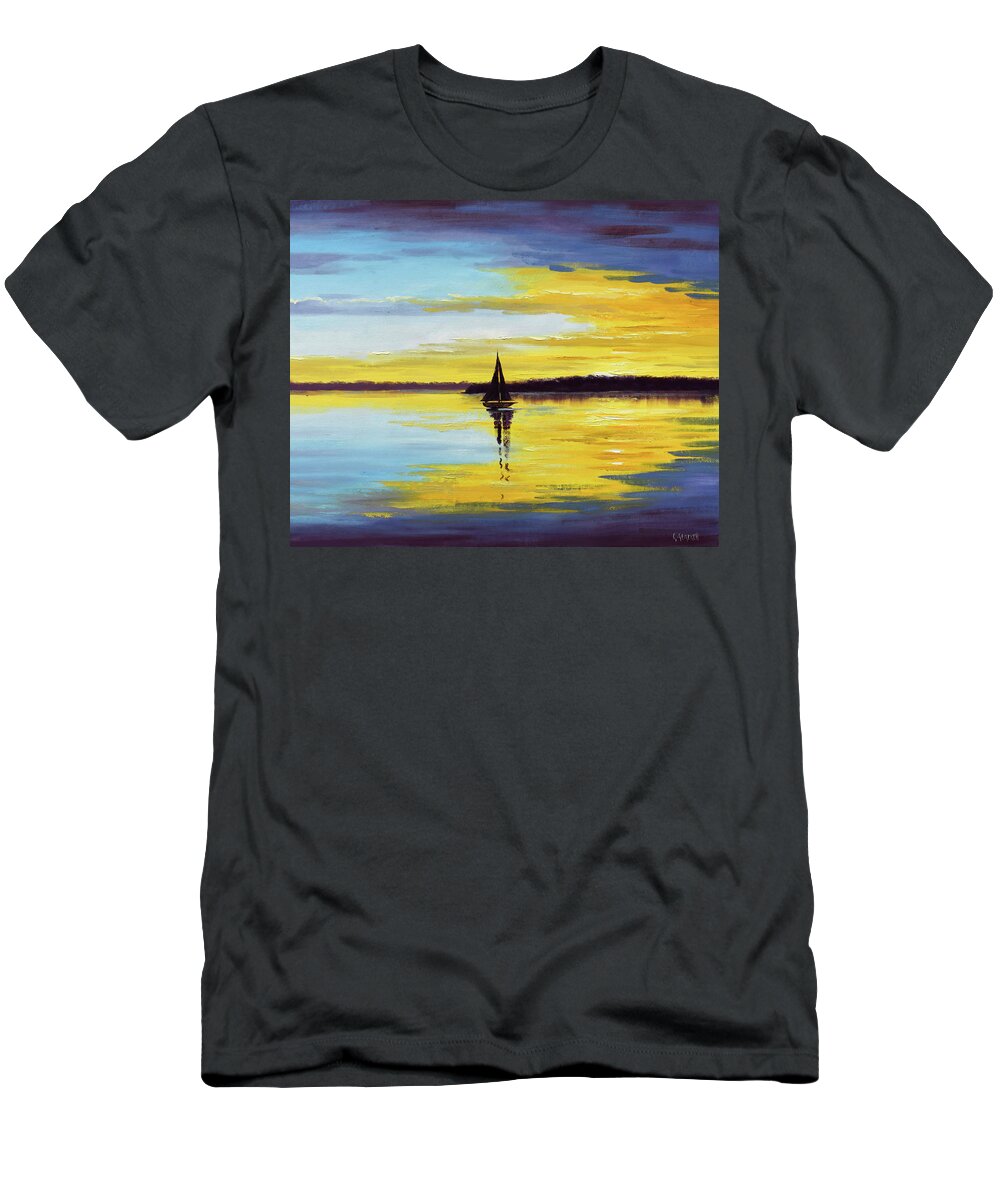 Nature T-Shirt featuring the painting Ocean sunset #2 by Graham Gercken