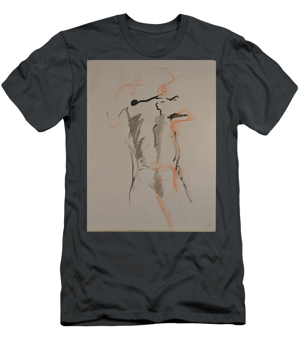 Life Model Sketch T-Shirt featuring the drawing 2019-03-01-02 by Jean-Marc Robert