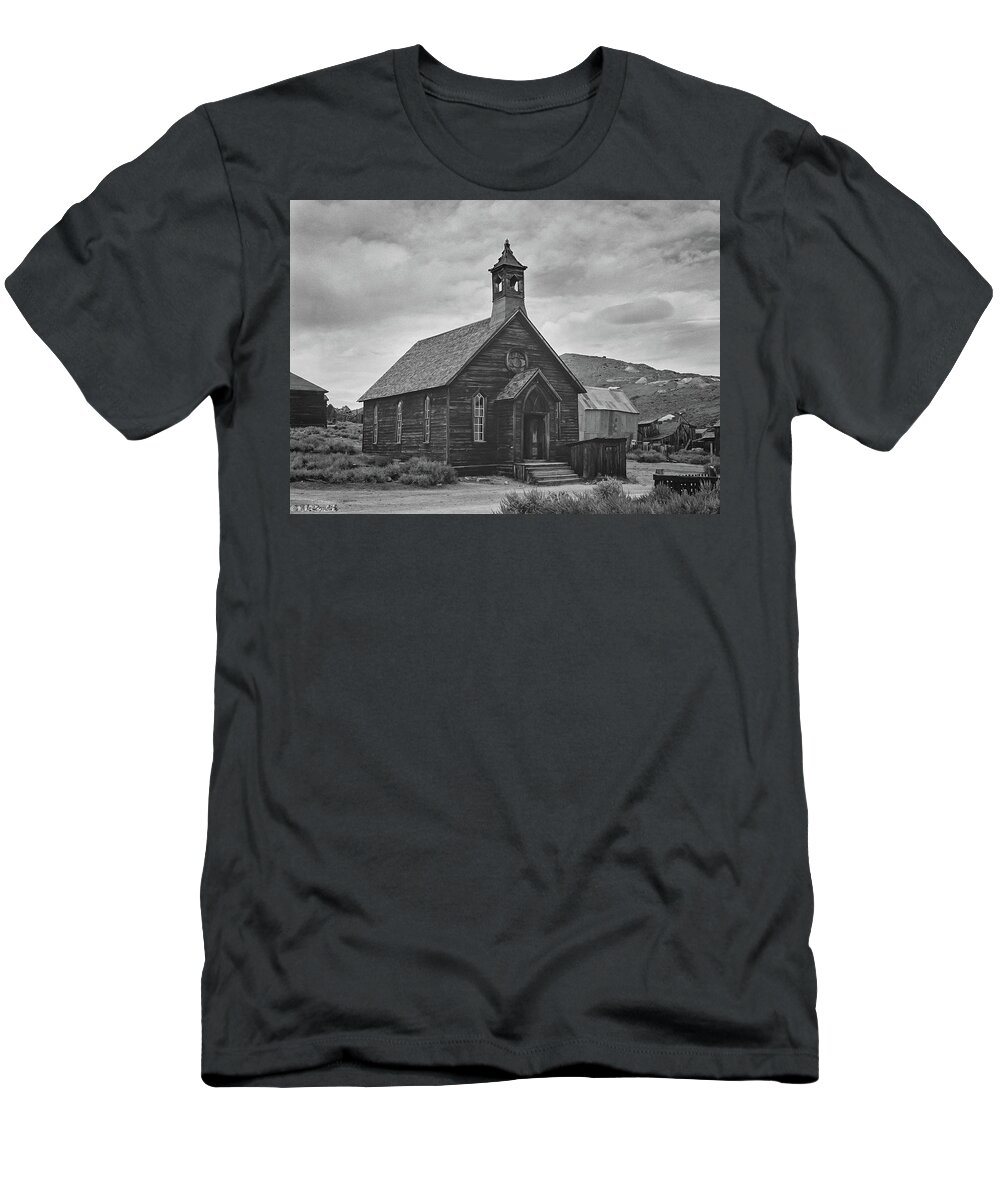 Bodie T-Shirt featuring the photograph Bodie Church #3 by Mike Ronnebeck