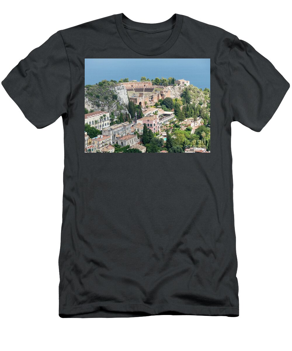 Amphitheatre T-Shirt featuring the photograph Taormina vista #3 by Rod Jones