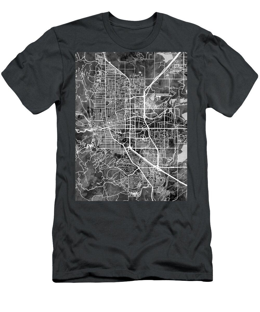Boulder T-Shirt featuring the digital art Boulder Colorado City Map #5 by Michael Tompsett