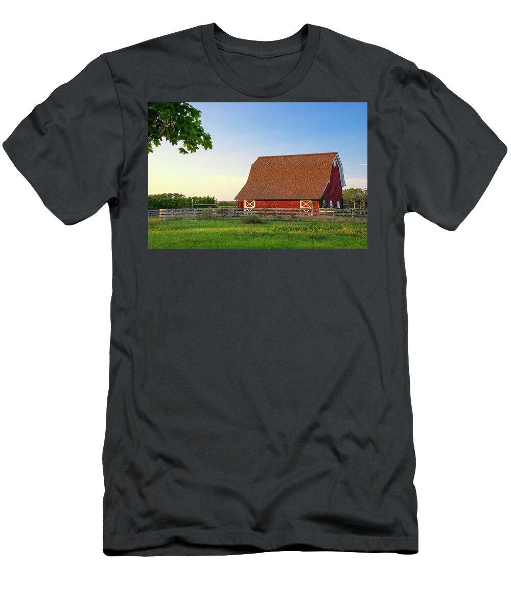 Estock T-Shirt featuring the digital art Barn House, North Fork, Long Is, Ny #6 by Laura Zeid