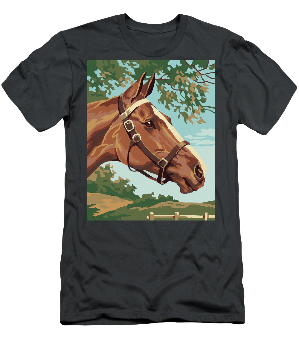 Animal T-Shirt featuring the drawing Brown Horse #6 by CSA Images