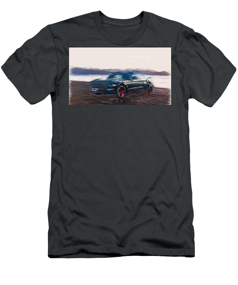 Ford T-Shirt featuring the digital art Ford Mustang Bullitt Drawing #7 by CarsToon Concept