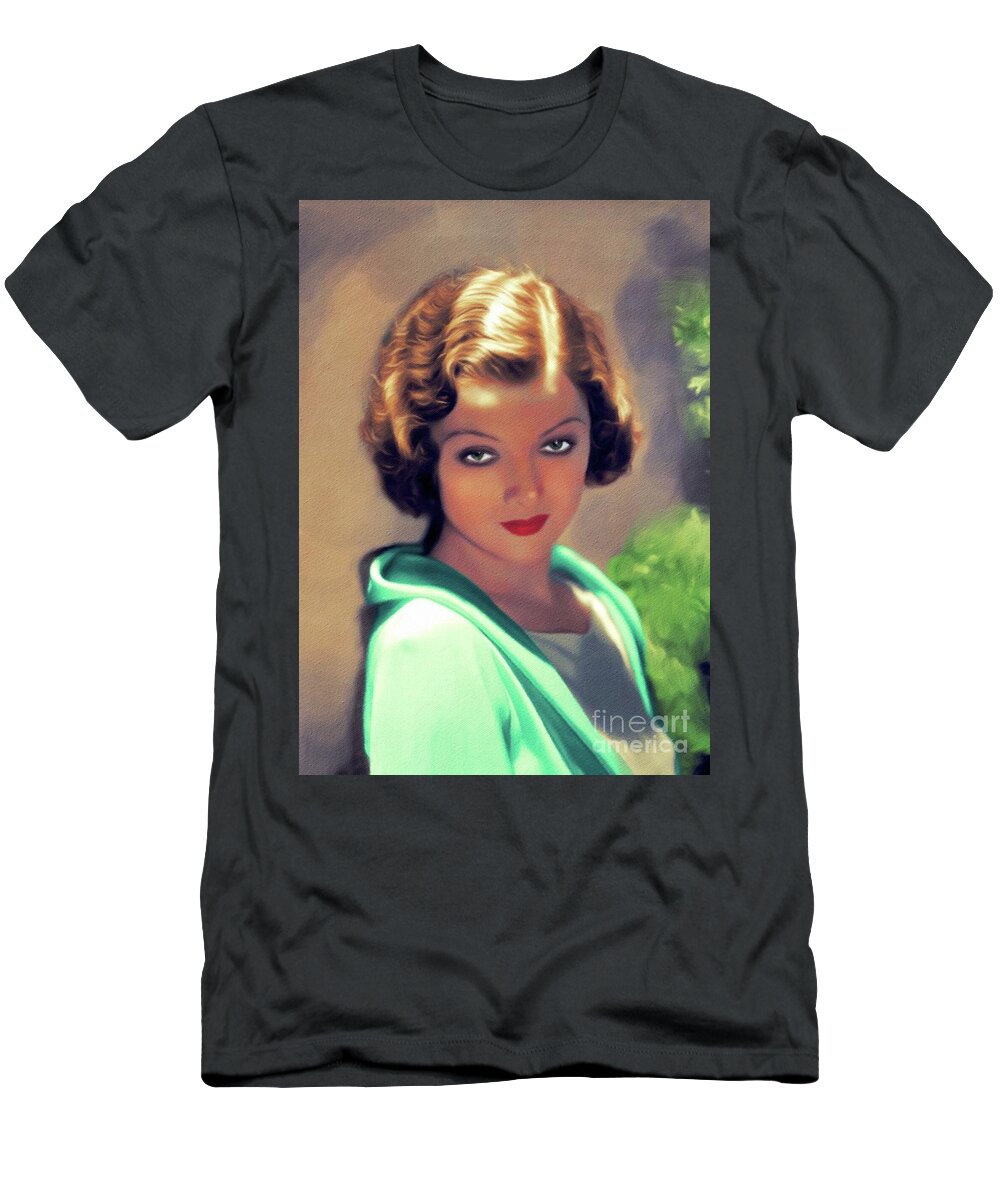 Myrna T-Shirt featuring the painting Myrna Loy, Hollywood Legend #8 by Esoterica Art Agency