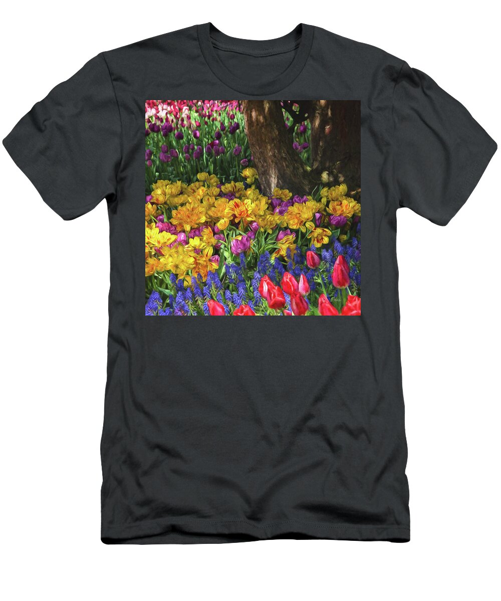 A Brush With Spring T-Shirt featuring the painting A Brush With Spring - Flower Art by Jordan Blackstone