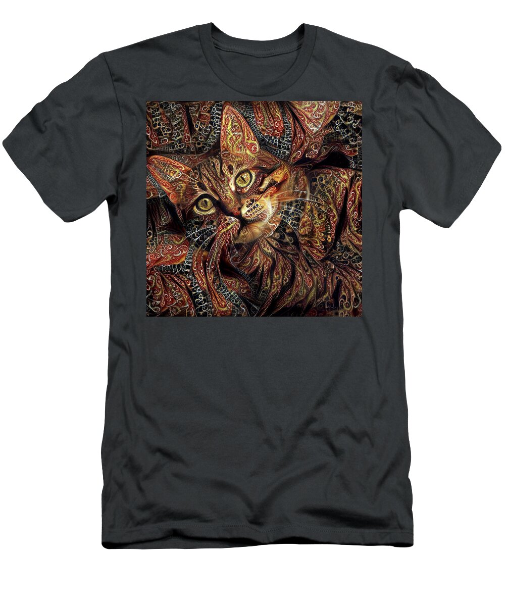 Cat T-Shirt featuring the digital art A Little Cinnamon by Peggy Collins