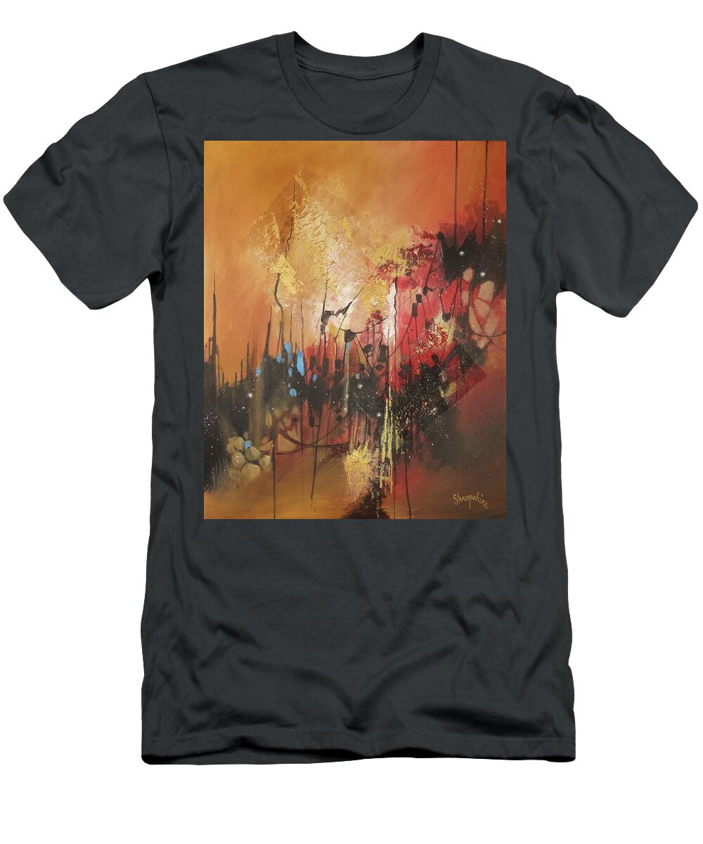 Abstract; Abstract Expressionist; Contemporary Art; Tom Shropshire Painting; Shades Of Blue And Red T-Shirt featuring the painting A Political Landscape by Tom Shropshire