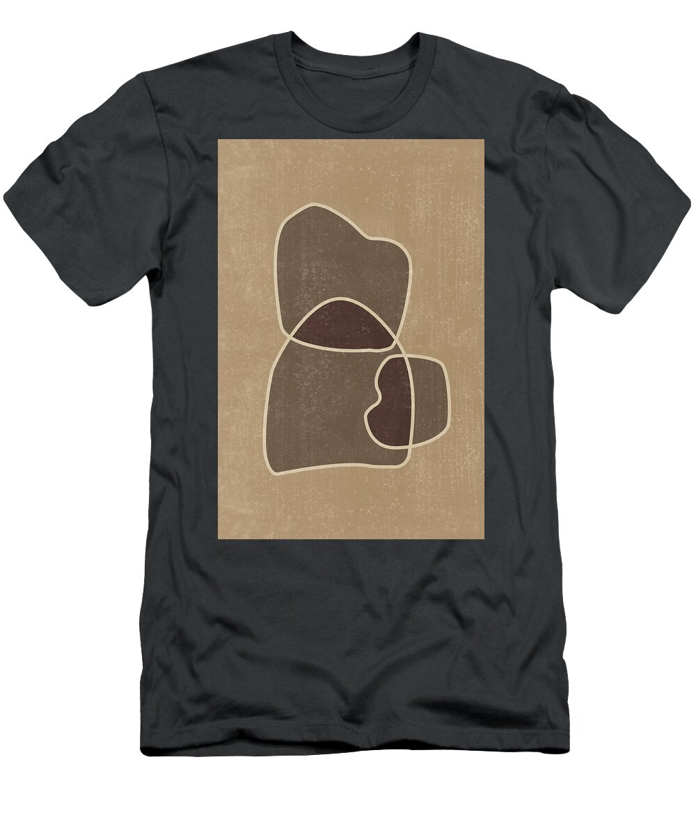 Abstract T-Shirt featuring the mixed media Abstract Composition in Brown and Tan - Modern, Minimal, Contemporary Print - Earthy Abstract 2 by Studio Grafiikka