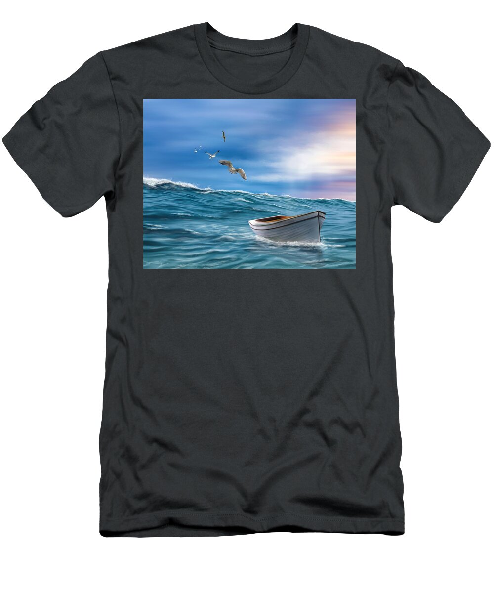 Adrift T-Shirt featuring the painting Adrift And Finally Free by Mark Taylor