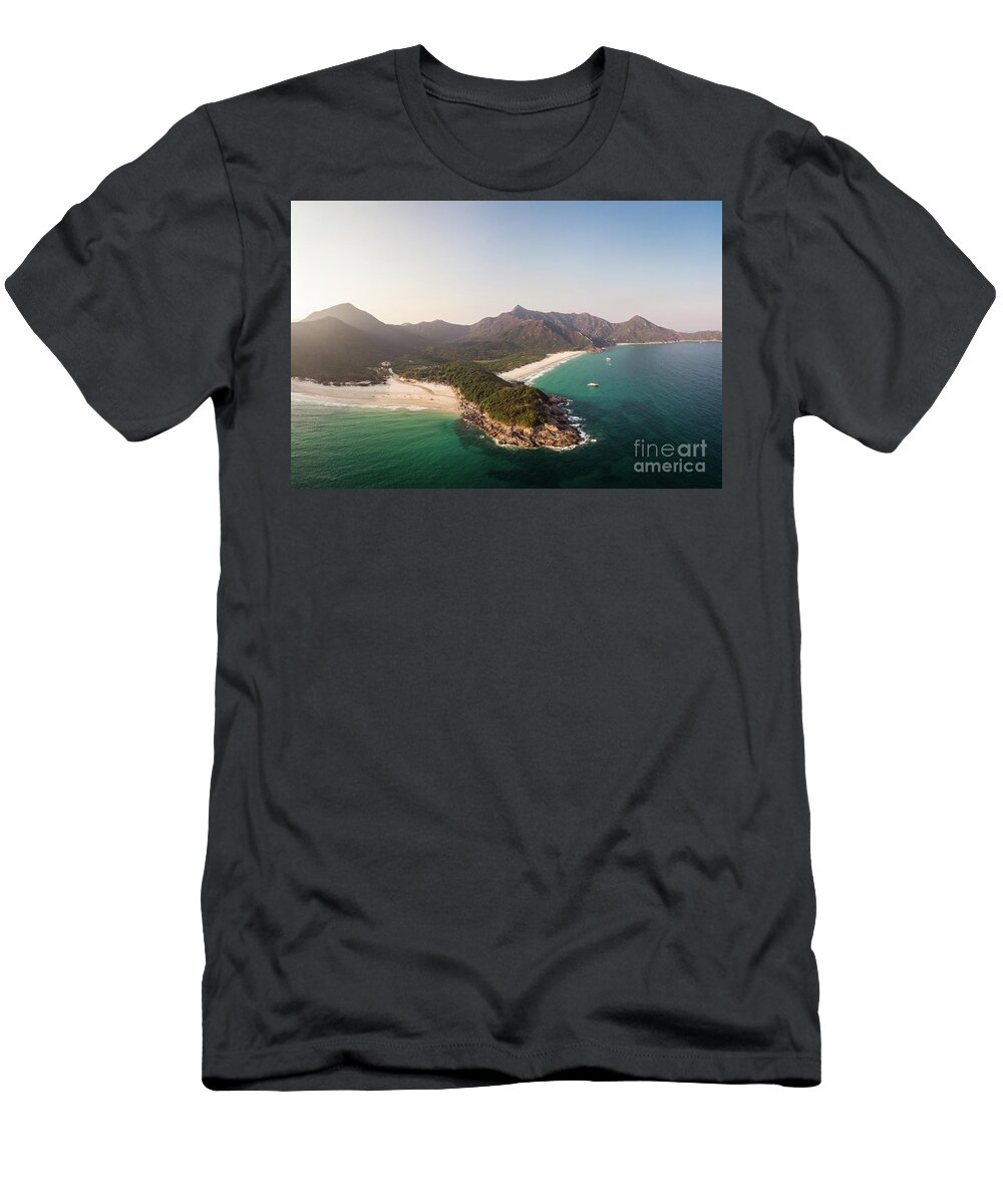 Ham Tin T-Shirt featuring the photograph Aerial panorama of Sai Kung area in Hong Kong by Didier Marti