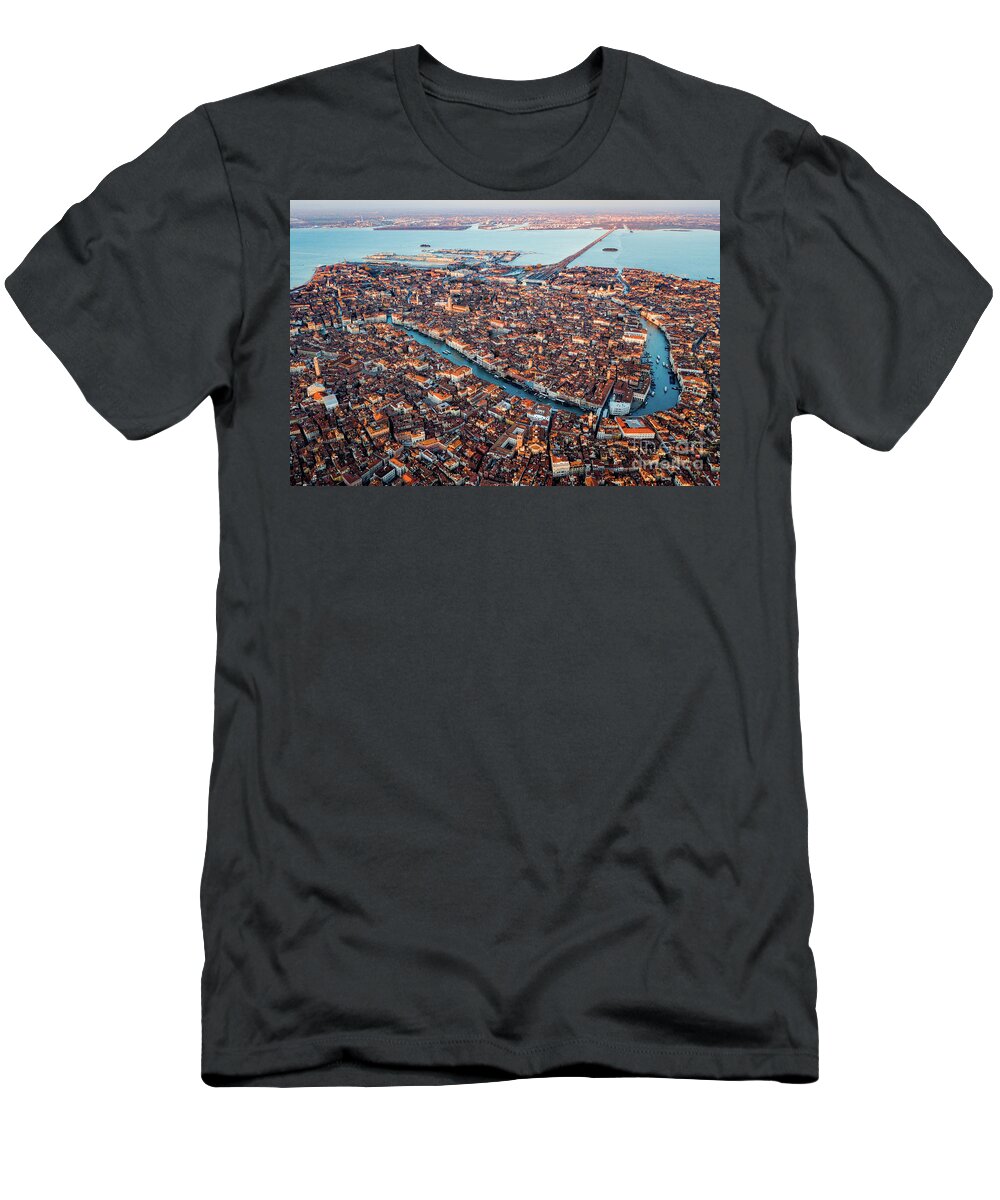Grand Canal T-Shirt featuring the photograph Aerial view of Grand Canal, Venice, Italy by Matteo Colombo