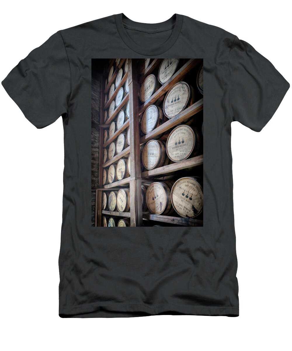 Bourbon T-Shirt featuring the photograph Aging Bourbon at Woodford Reserve by Susan Rissi Tregoning