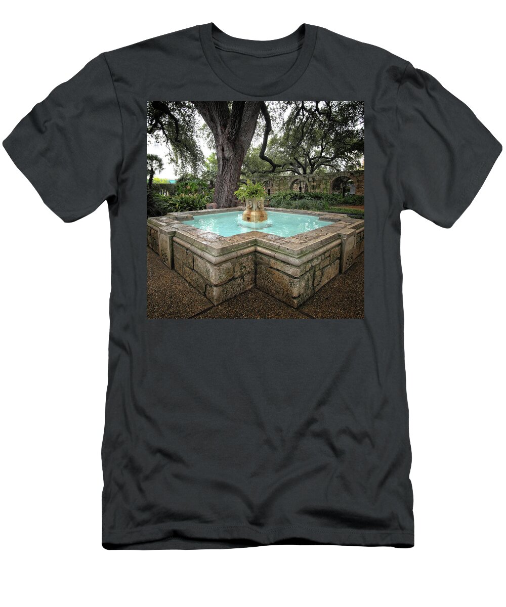 Fountain T-Shirt featuring the photograph Alamo Fountain by George Taylor