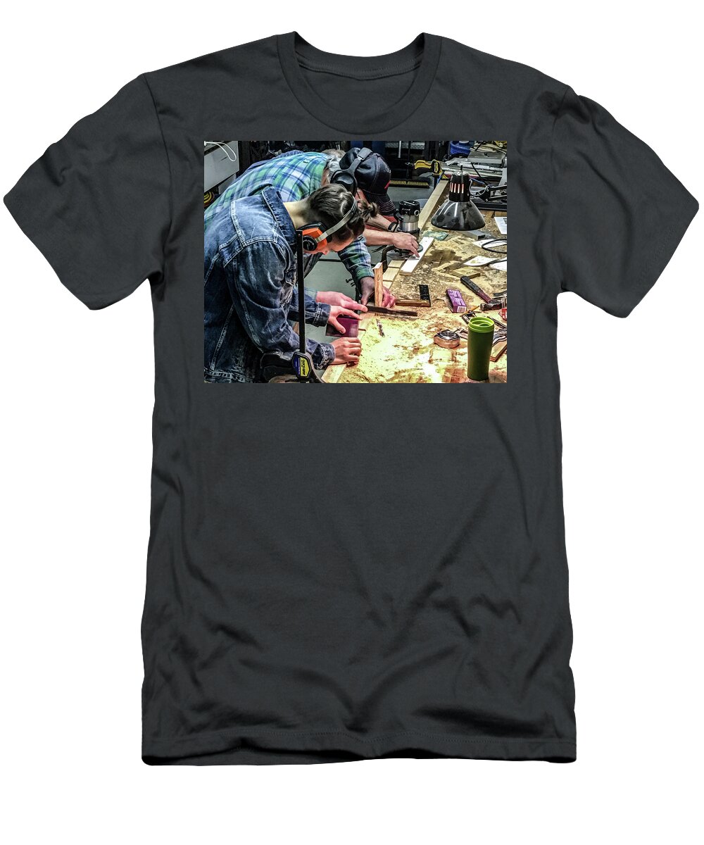 Woodworking T-Shirt featuring the photograph 069 - All Hands on Deck by David Ralph Johnson