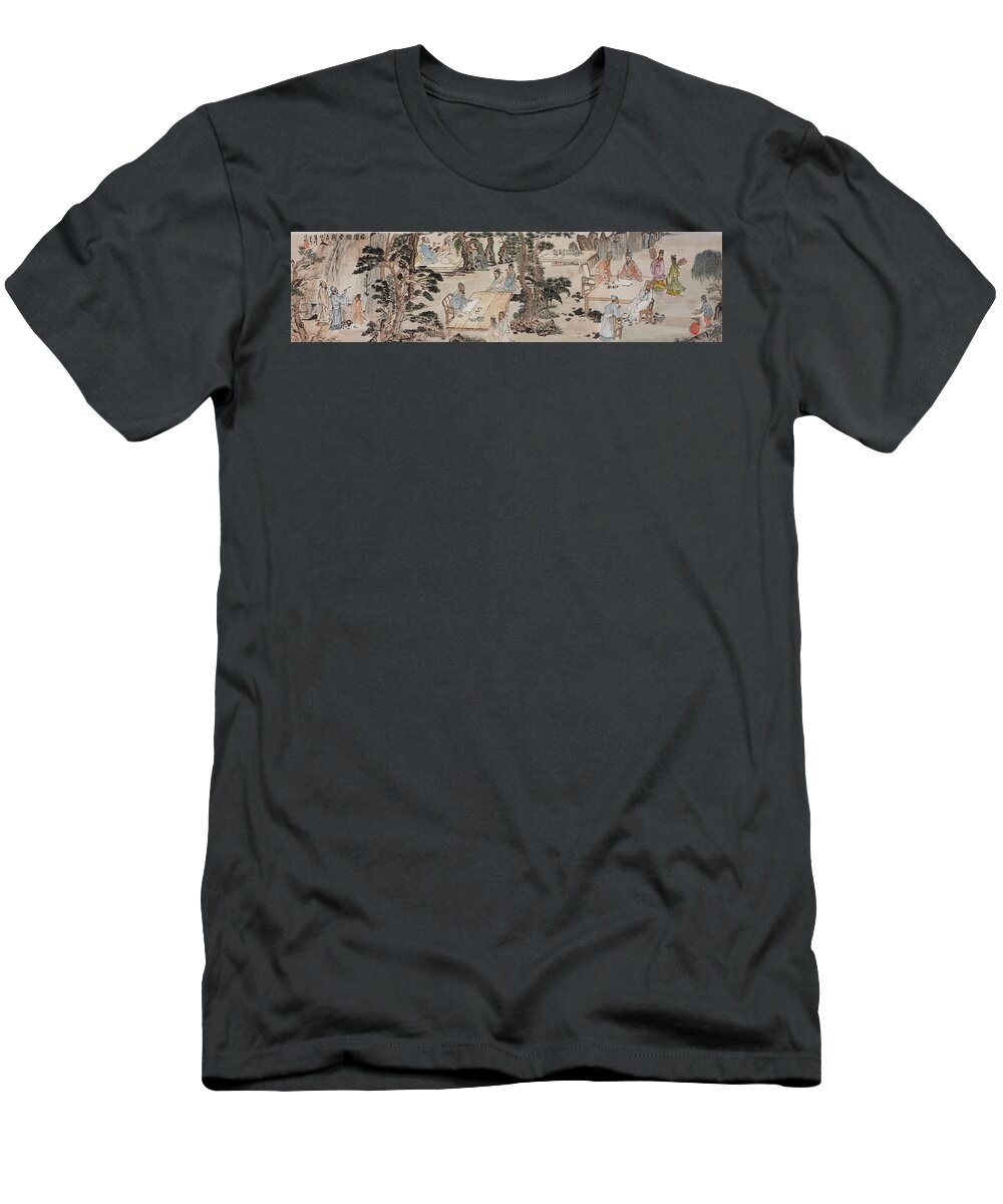 Chinese Watercolor T-Shirt featuring the painting Lan Ting Xu - Chinese Calligraphers by Jenny Sanders