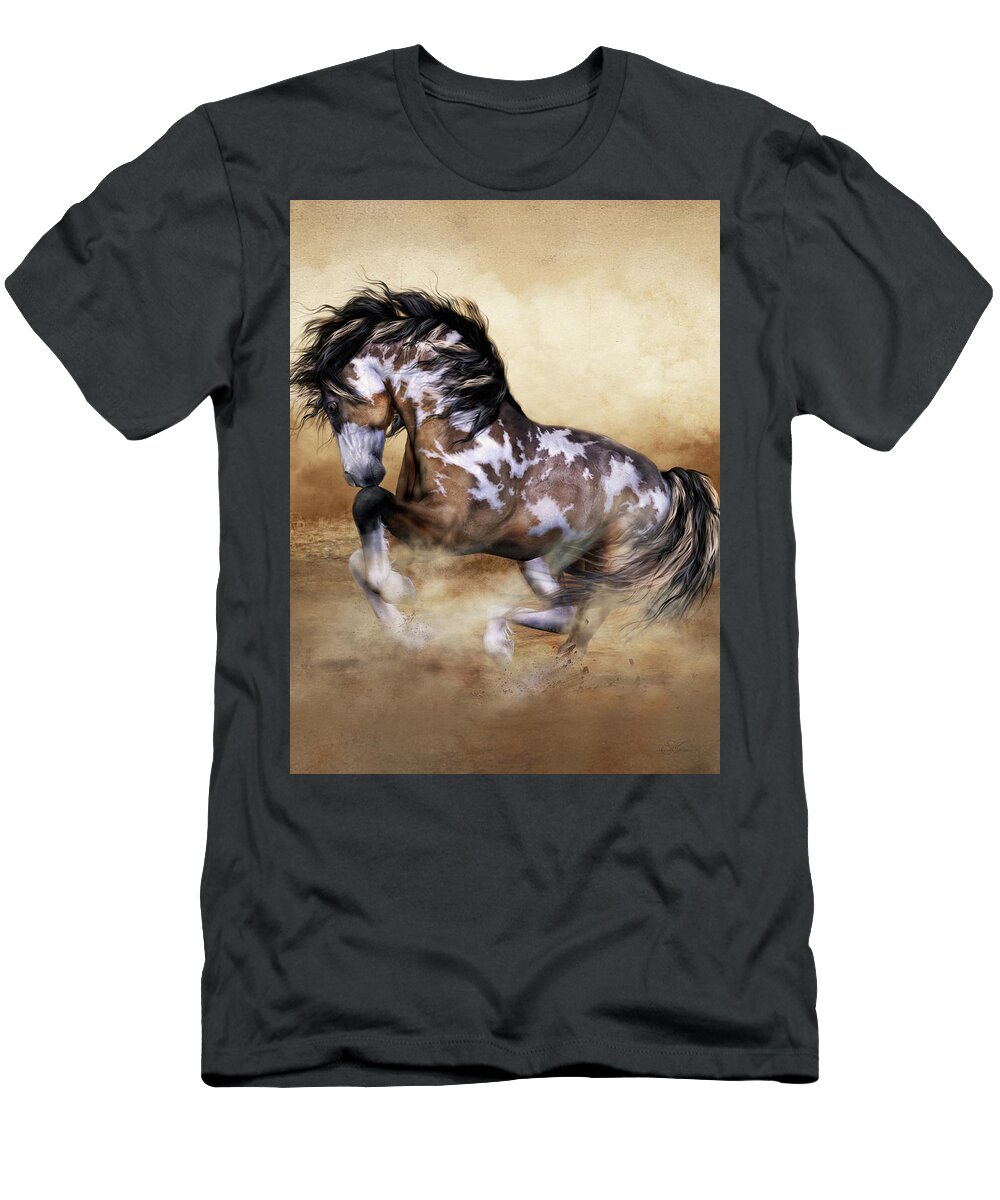 Wild Free Horse Art T-Shirt featuring the digital art Wild and Free Horse Art by Shanina Conway
