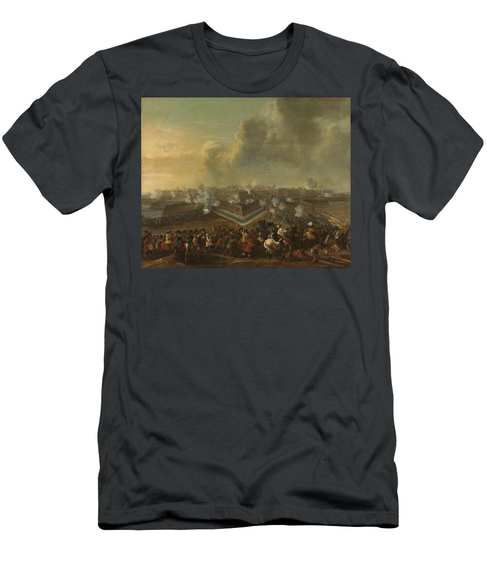 Canvas T-Shirt featuring the painting Assault on the Town of Coevorden, 30 December 1672. by Pieter Wouwerman