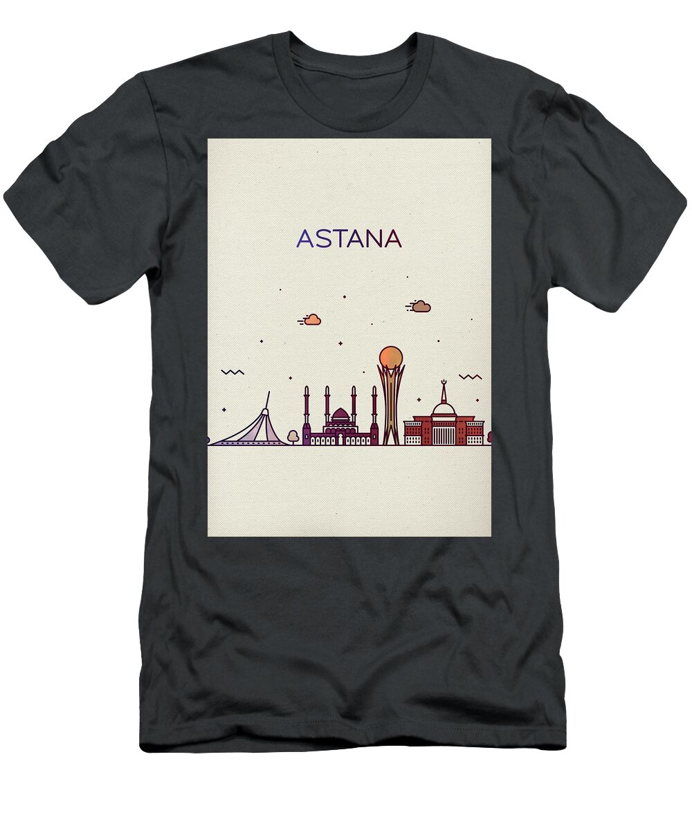 Astana Kazakhstan City Skyline Whimsical Fun Bright Series T-Shirt by Design Turnpike - Instaprints