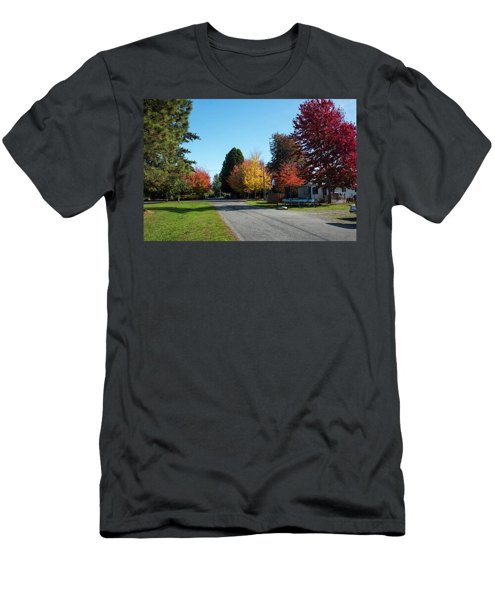 Autumn Color On Alder Street T-Shirt featuring the photograph Autumn Color on Alder Street by Tom Cochran