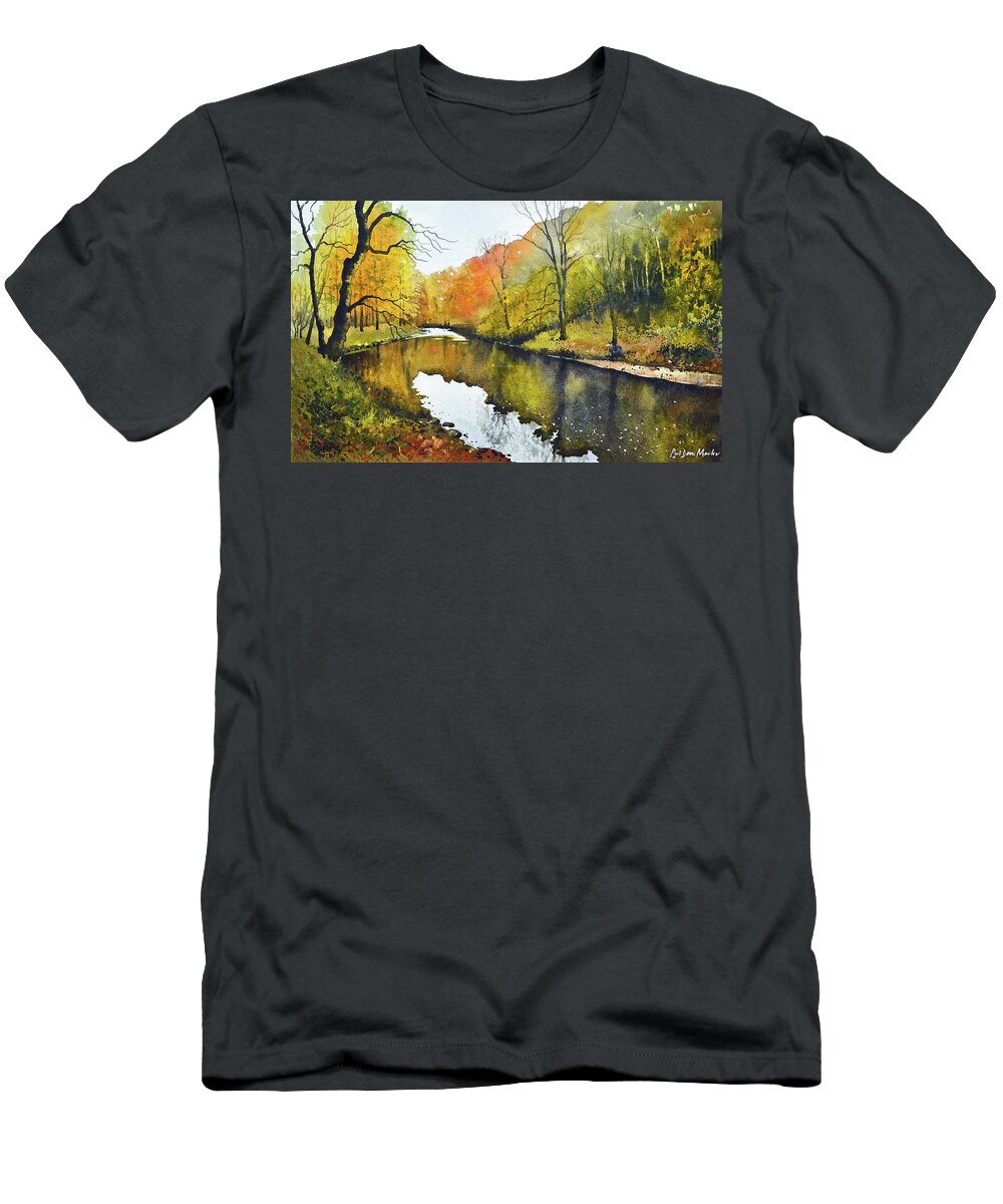 Bolton Abbey T-Shirt featuring the painting Autumn Colours, Bolton Abbey by Paul Dene Marlor