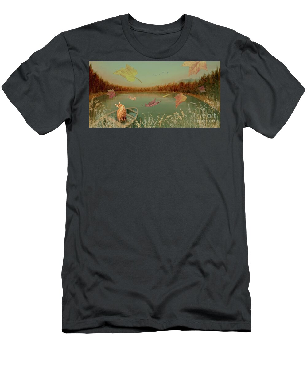 Stirrup Lake T-Shirt featuring the painting Autumn Dream by Yoonhee Ko