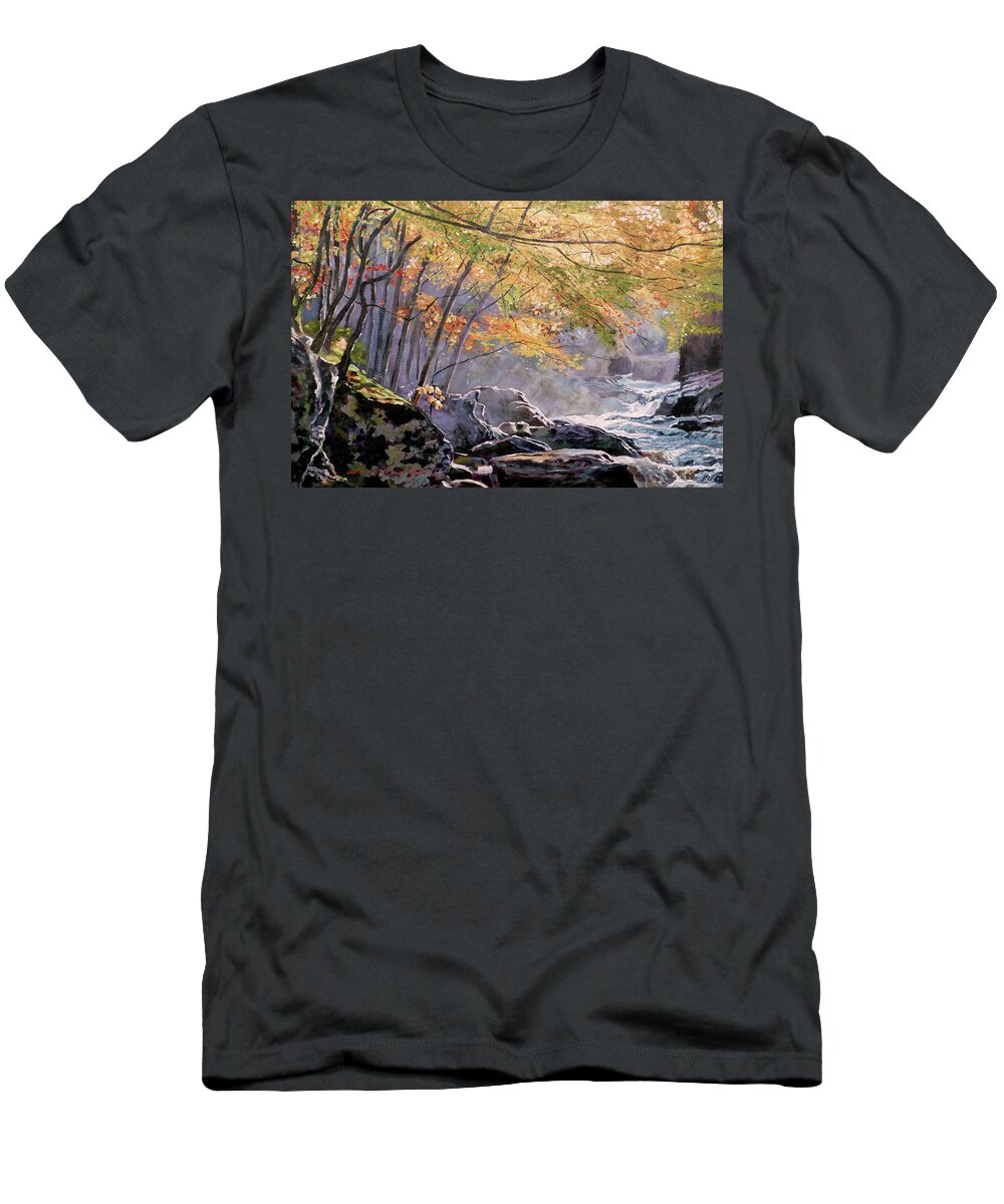 Landscape T-Shirt featuring the painting Autumn Glen by David Lloyd Glover