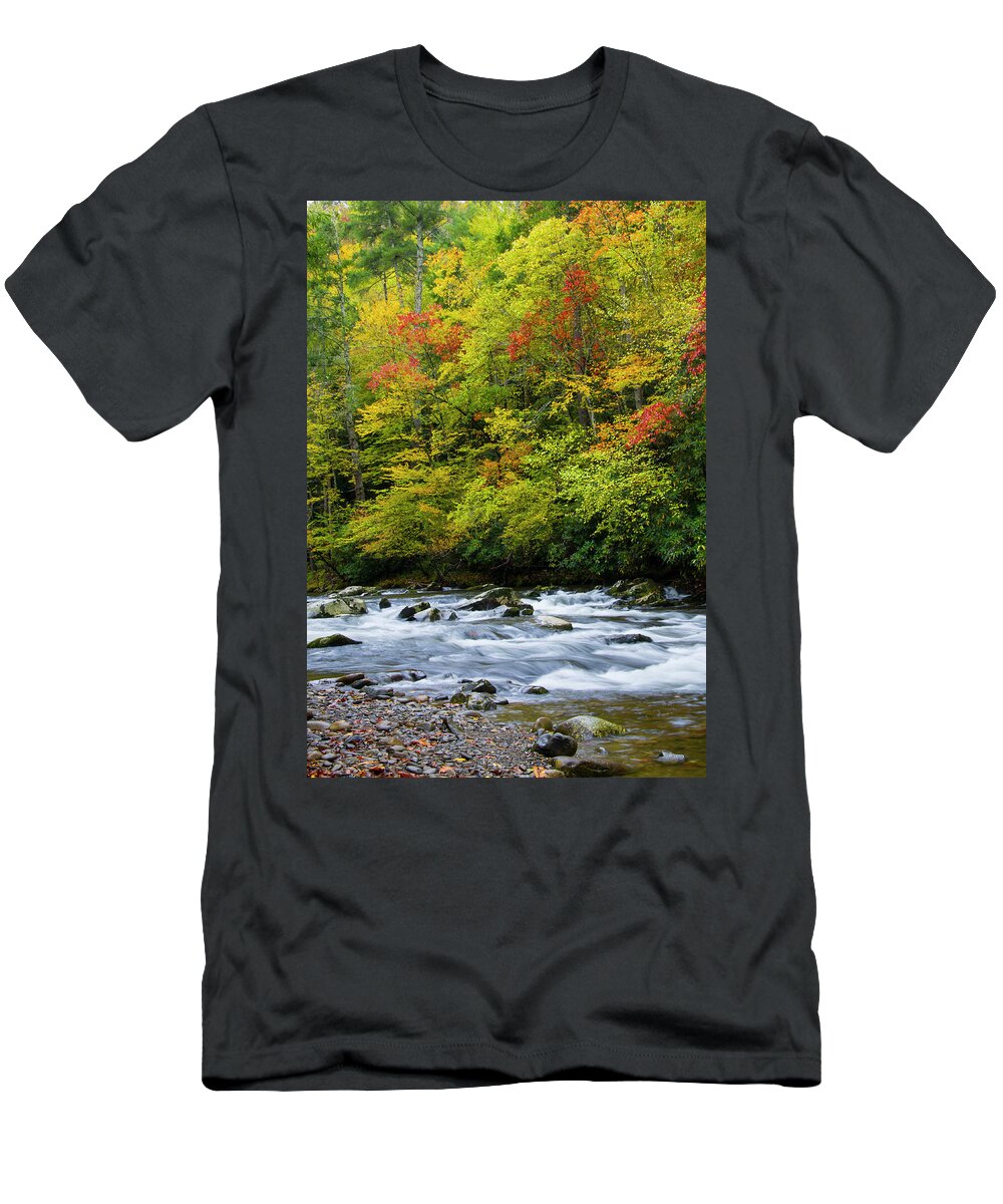 Autumn T-Shirt featuring the photograph Autumn Stream by Larry Bohlin