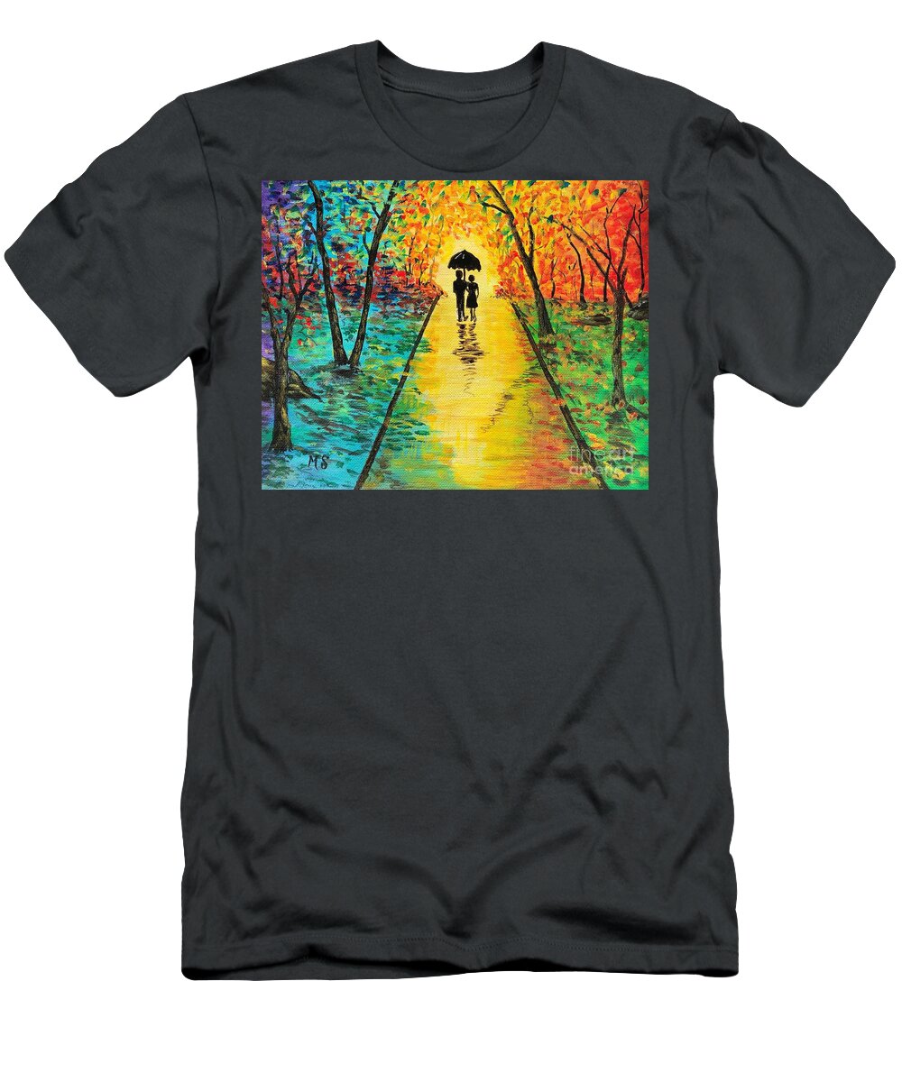Autumn T-Shirt featuring the painting Autumn Walk by Monika Shepherdson