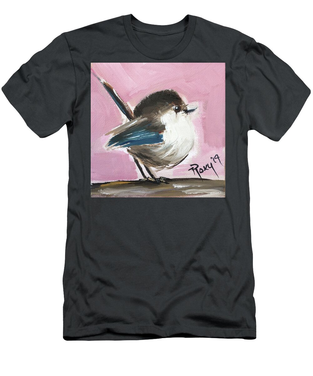 Wren T-Shirt featuring the painting Baby Wren by Roxy Rich