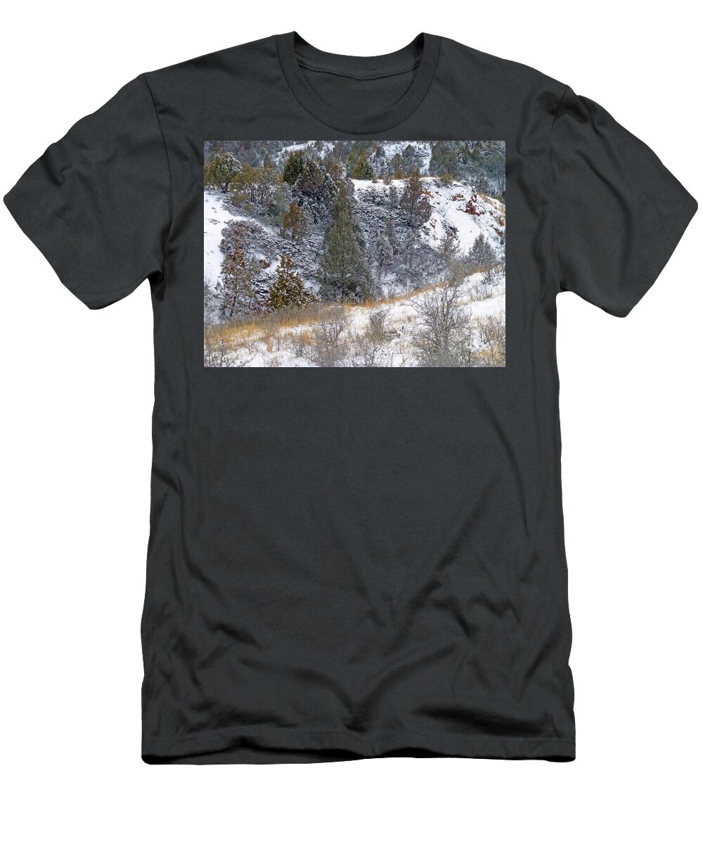 North Dakota T-Shirt featuring the photograph Badlands Winter by Cris Fulton