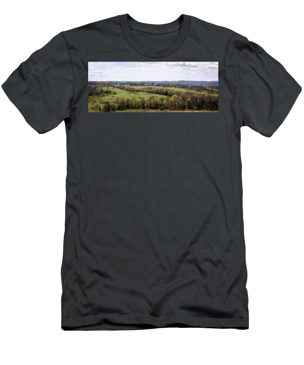 Baker Bluff T-Shirt featuring the photograph Baker Bluff Overlook Panorama by Susan Rissi Tregoning
