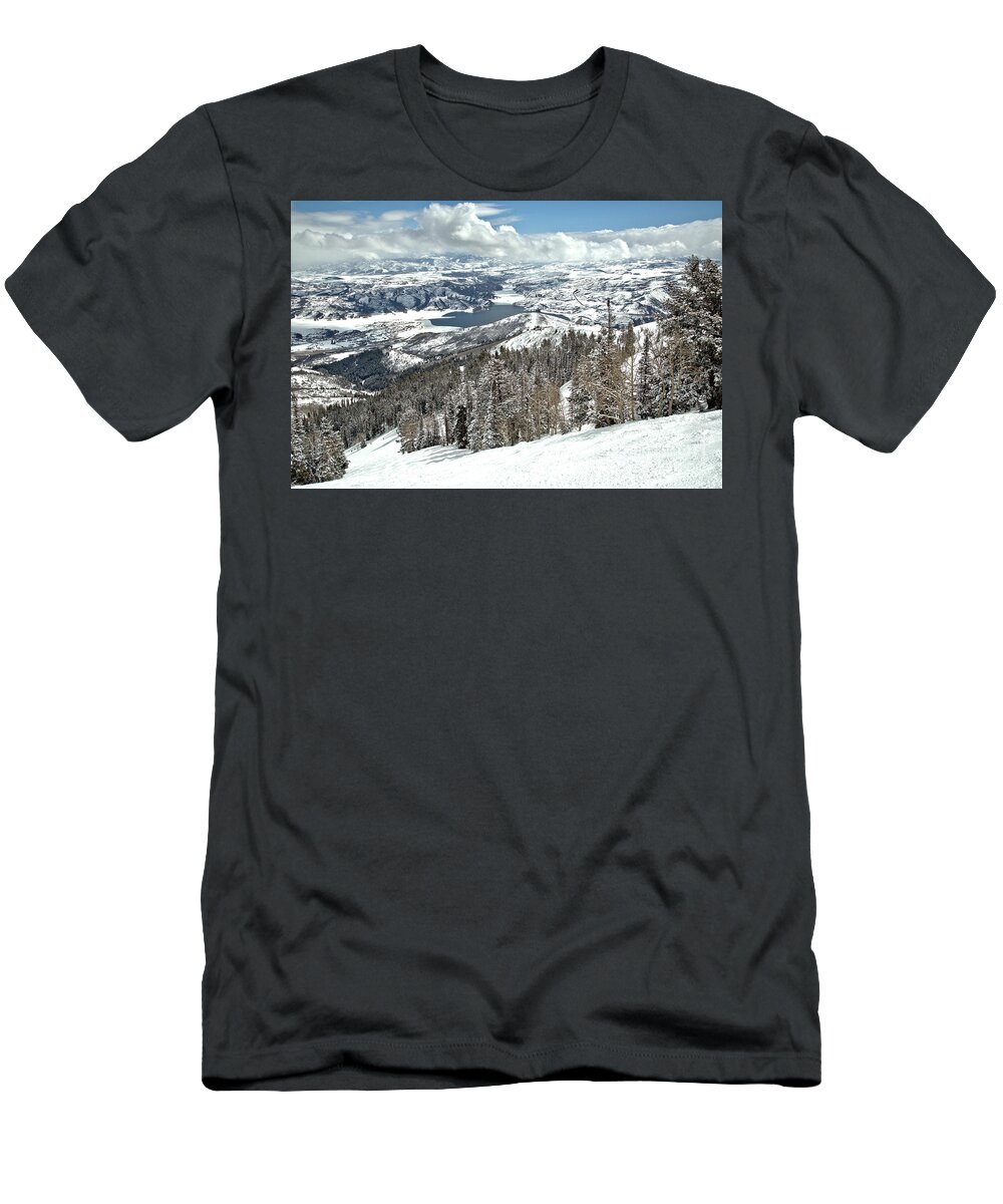 Deer Valley T-Shirt featuring the photograph Bald Mountain View Of The Jordanelle Reservoir by Adam Jewell