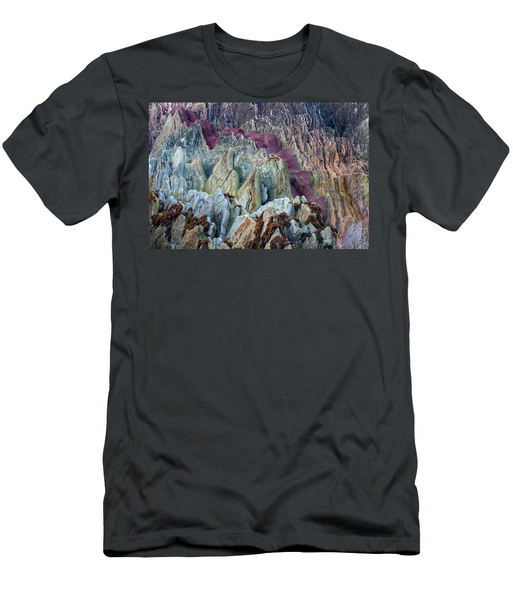 Heike Odermatt T-Shirt featuring the photograph Batsfjord Sedimentary Rock Detail by Heike Odermatt