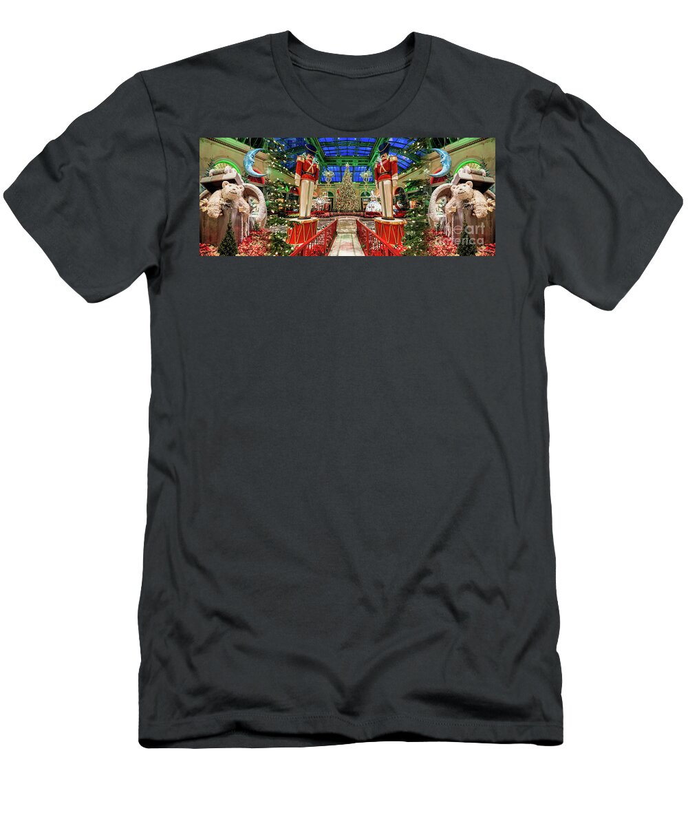 Bellagio Christmas Tree T-Shirt featuring the photograph Bellagio Conservatory Christmas Compilation 2017 by Aloha Art