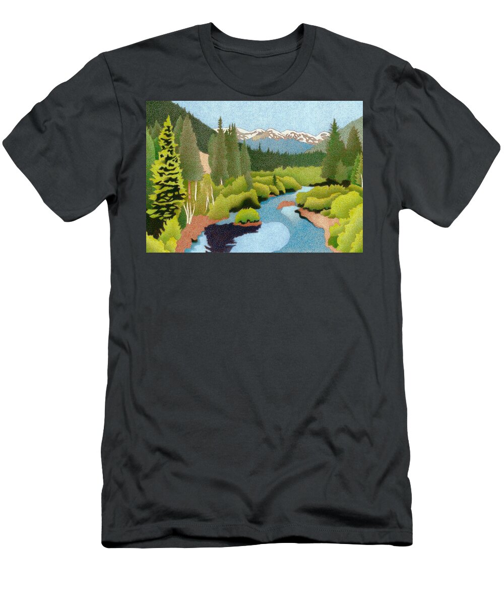 Art T-Shirt featuring the drawing Berthoud Pass by Dan Miller