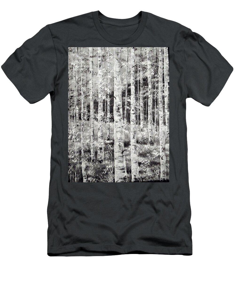 Tree T-Shirt featuring the painting Birchtrees2 by Mindy Gibbs