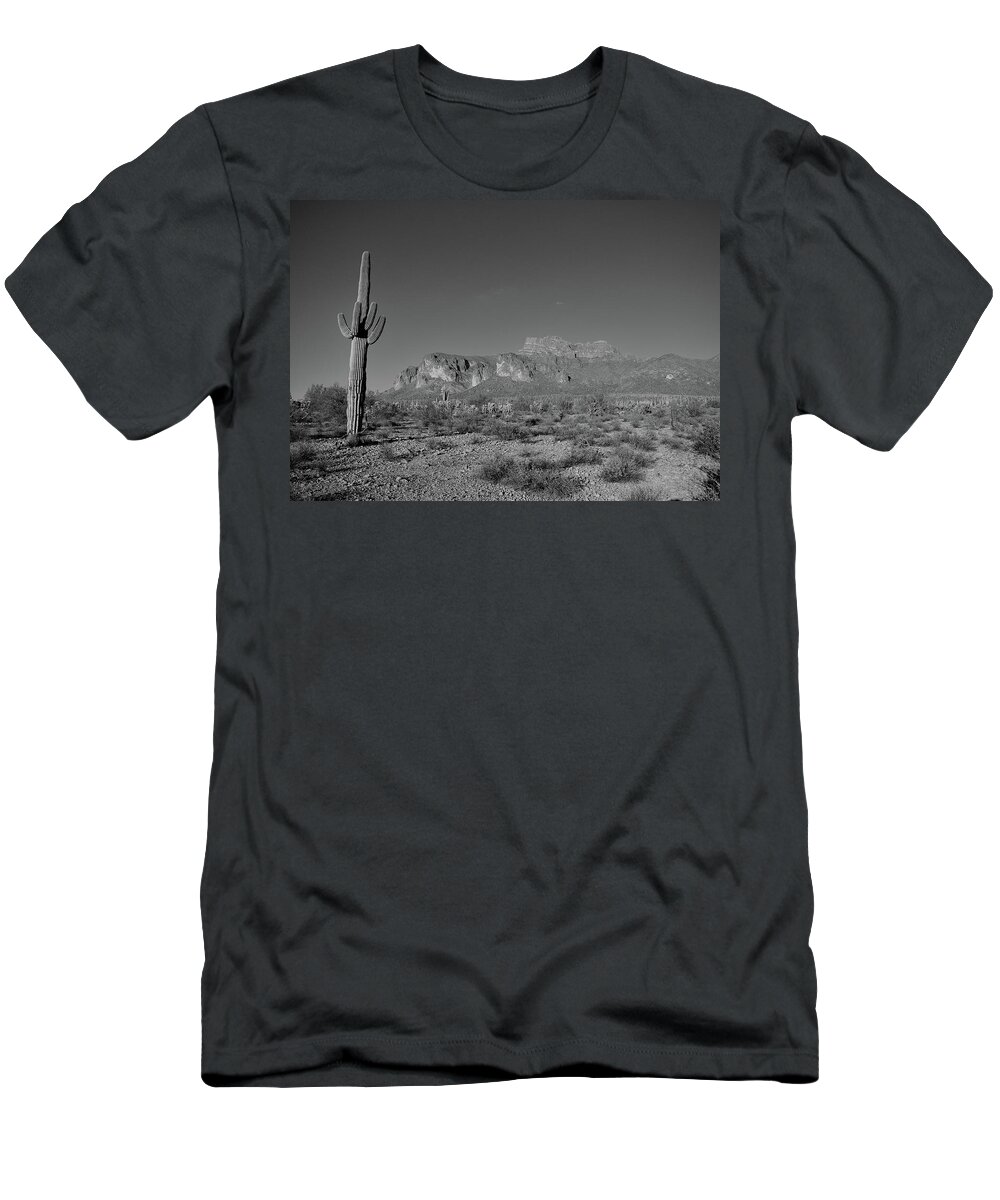 Superstition T-Shirt featuring the photograph Black and White Superstition Mountains by Chance Kafka