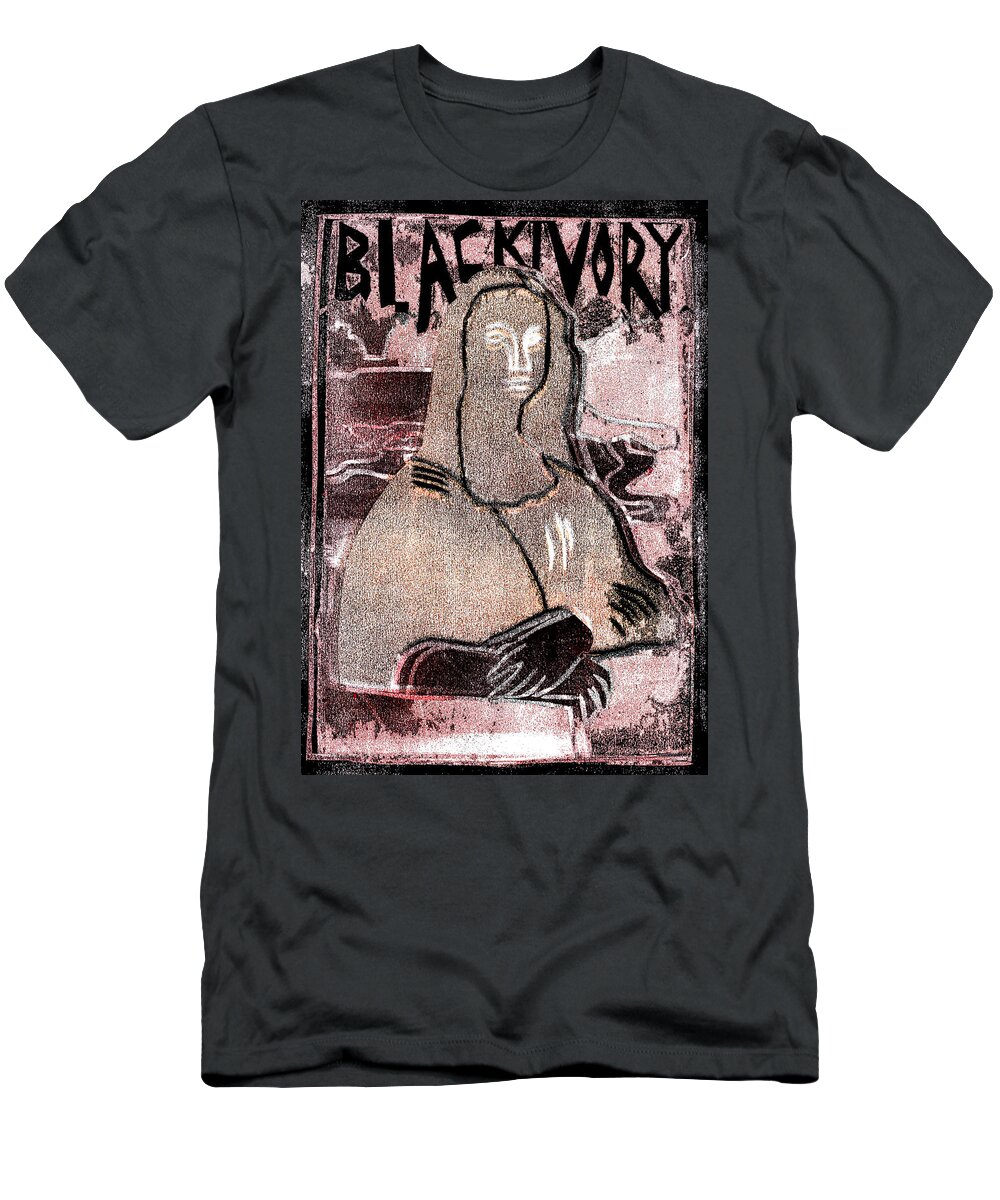 Mona Lisa T-Shirt featuring the relief Black Ivory Mona Lisa 25 by Edgeworth Johnstone