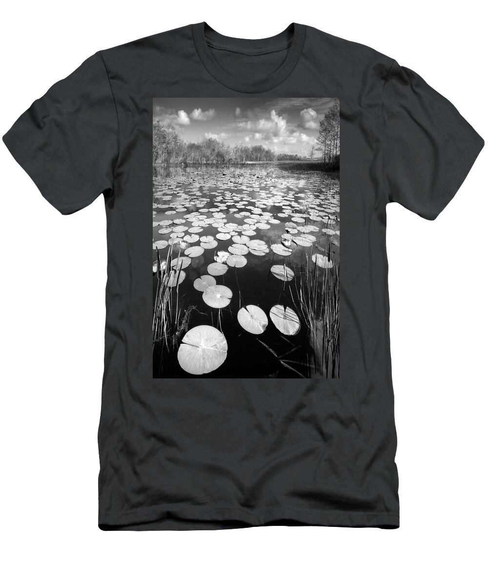 Clouds T-Shirt featuring the photograph Black Water by Debra and Dave Vanderlaan