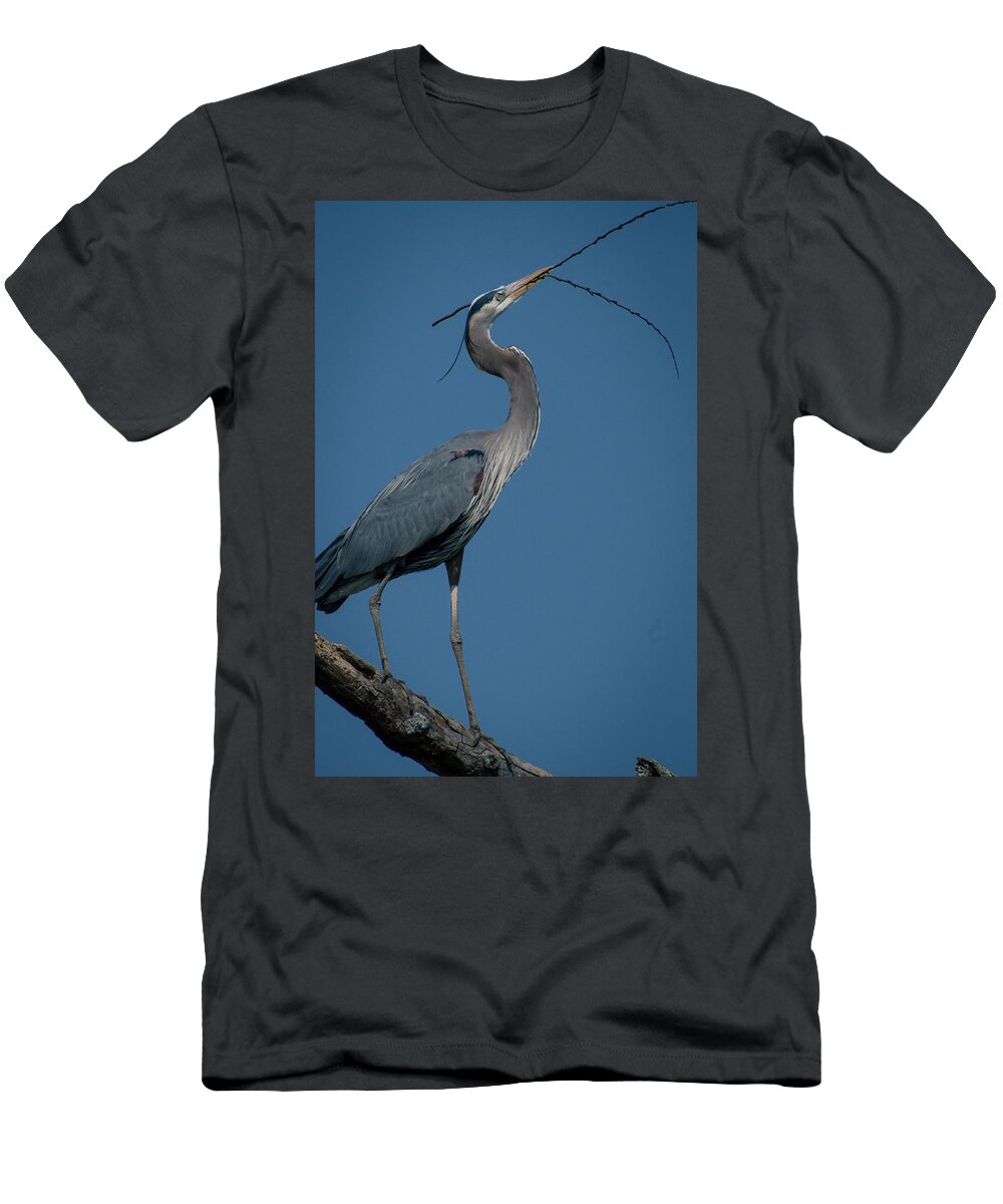 Herons T-Shirt featuring the photograph Blue Heron 2011-0322 by Donald Brown