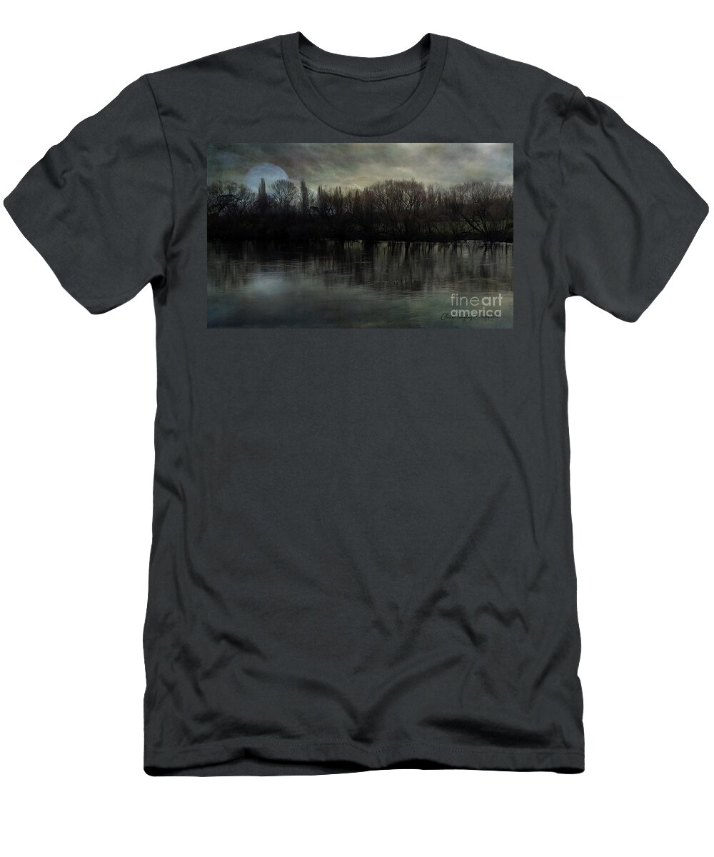 Monotone T-Shirt featuring the photograph Blue Moon River by Chris Armytage